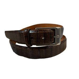 Genuine MARTIN DINGMAN Brown Embossed Leather Men's Dress Belt 36